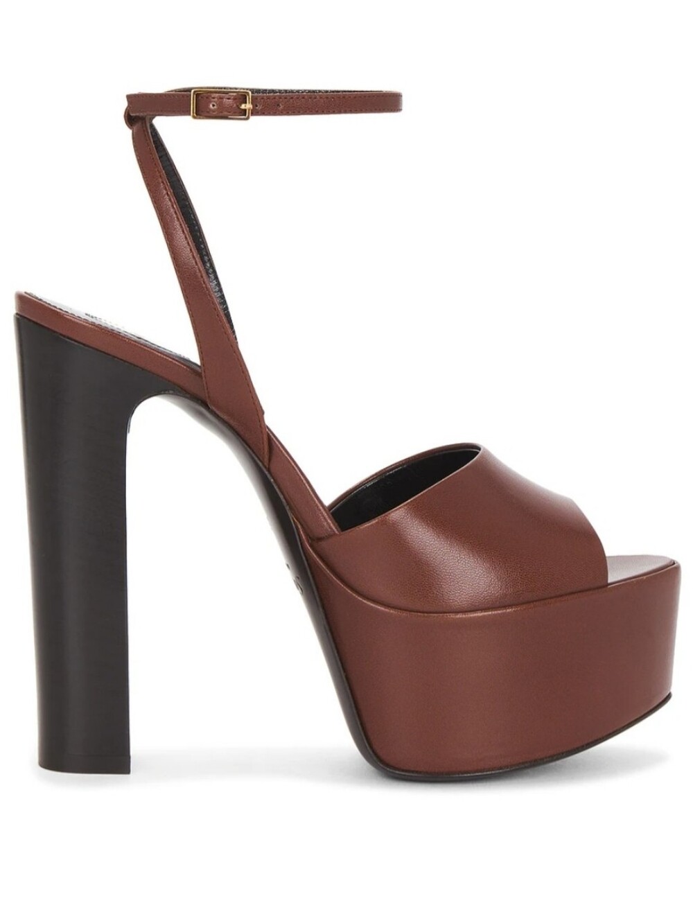 Saint Laurent Jodie Platform Block Platform Chocolate Dark Brown Open Heel NEW
